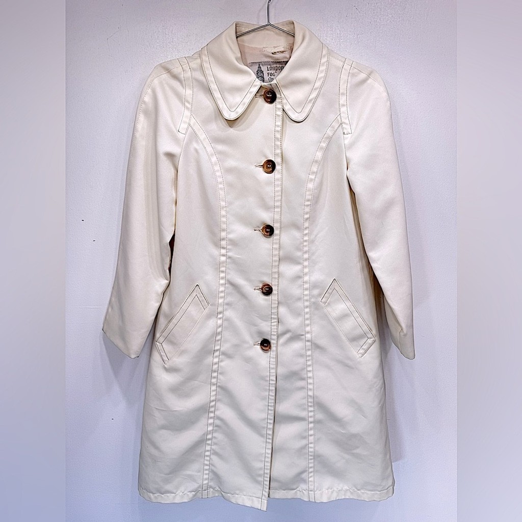 Vintage 70s 80s London Fog Maincoats Ivory Trenchcoat Women’s Classic USA Made
