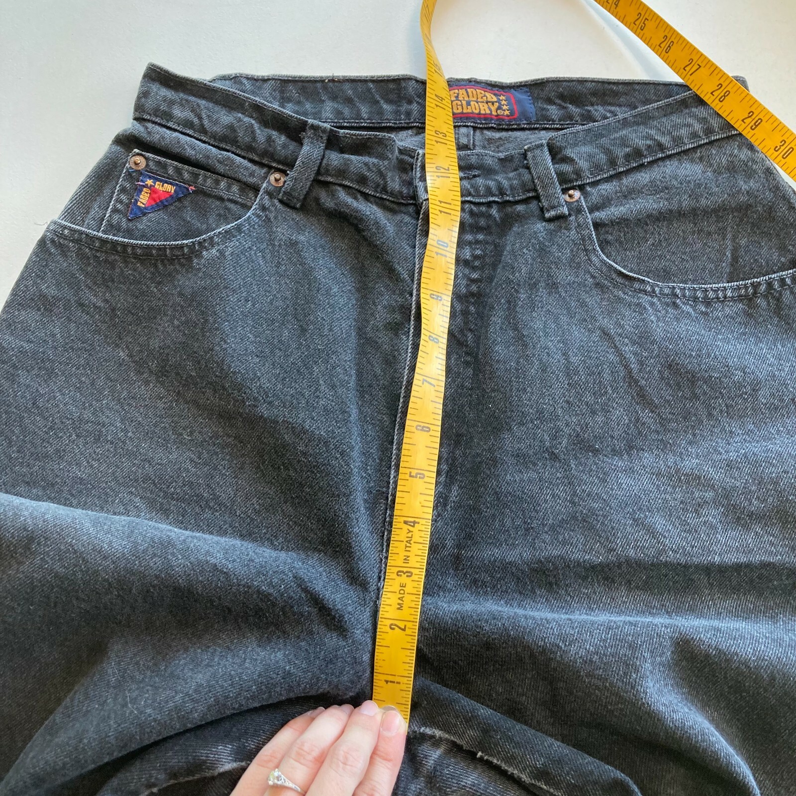 Vintage Mom Jeans Faded Black High Rise Tapered 30×33 Denim Faded Glory Pants