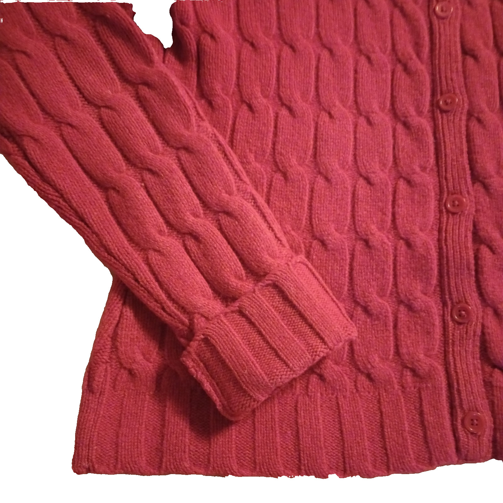 Vintage GAP Women’s M Lambs Wool Sweater EUC Cable Knit Cardigan Red Y2K BOHO