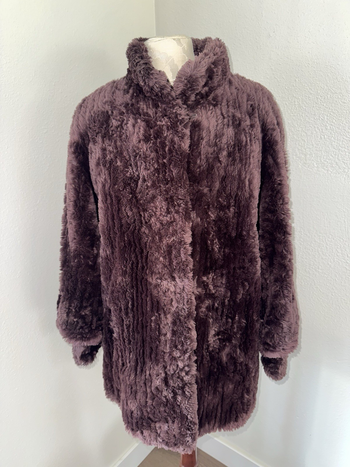 RARE Vintage Michael Forrest Soft Fur Burgandy Brown Womens Coat Jacket Size M/L