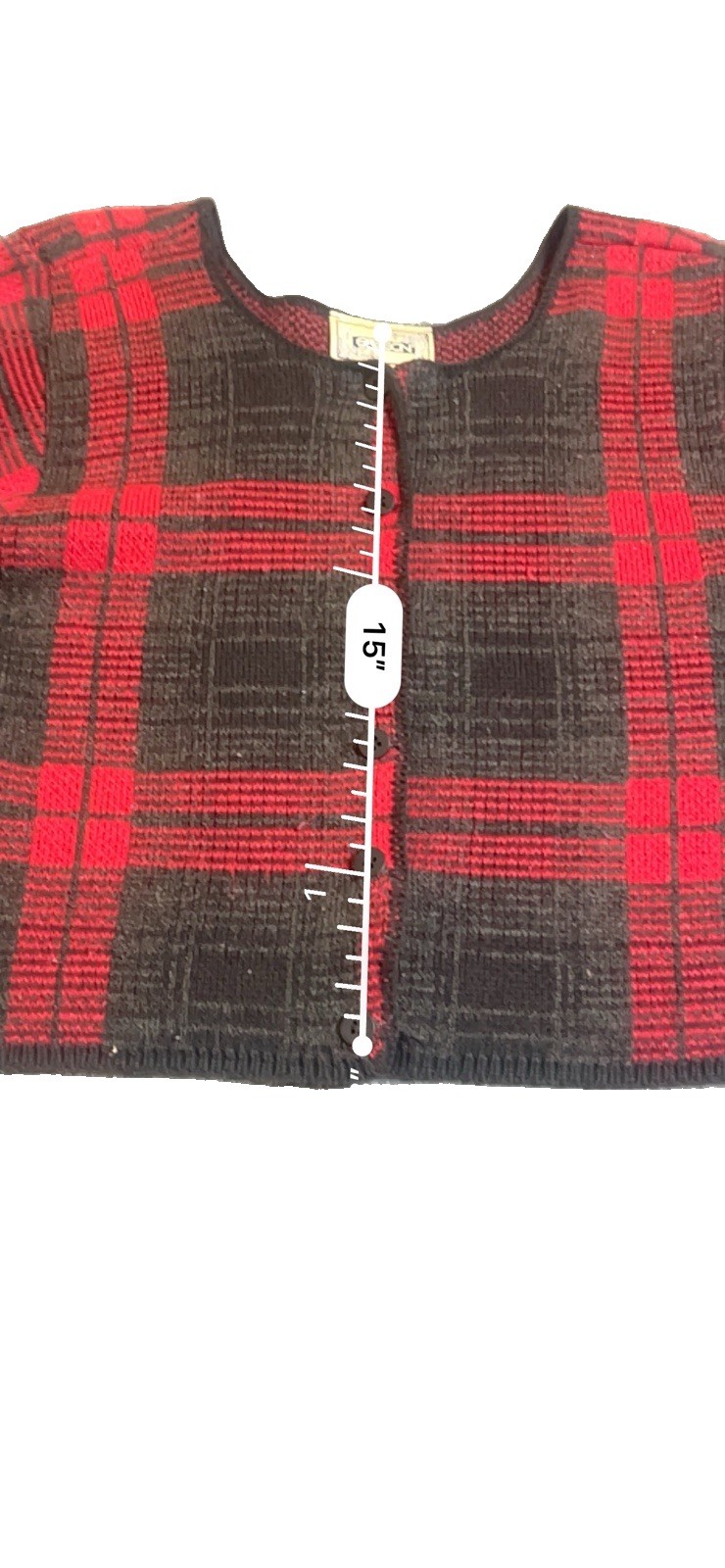 Vintage 90’s Sasson Plaid Knit Cropped Short Sleeve Cardigan Whimsygoth