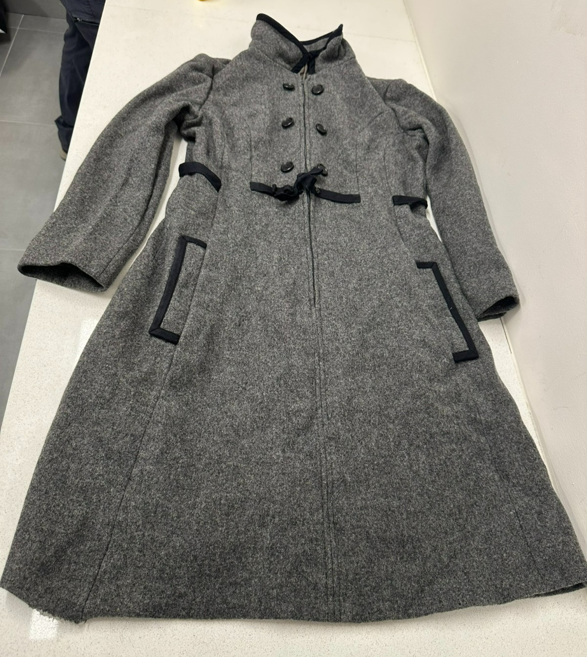 Vintage 60s ILGWU Gray Wool Fit & Flare Coat Princess Silhouette Union Made Med