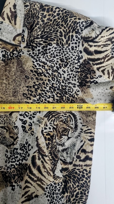 Vtg Jacket Animal Print Silk Designer Bomber L FUDA International 90s