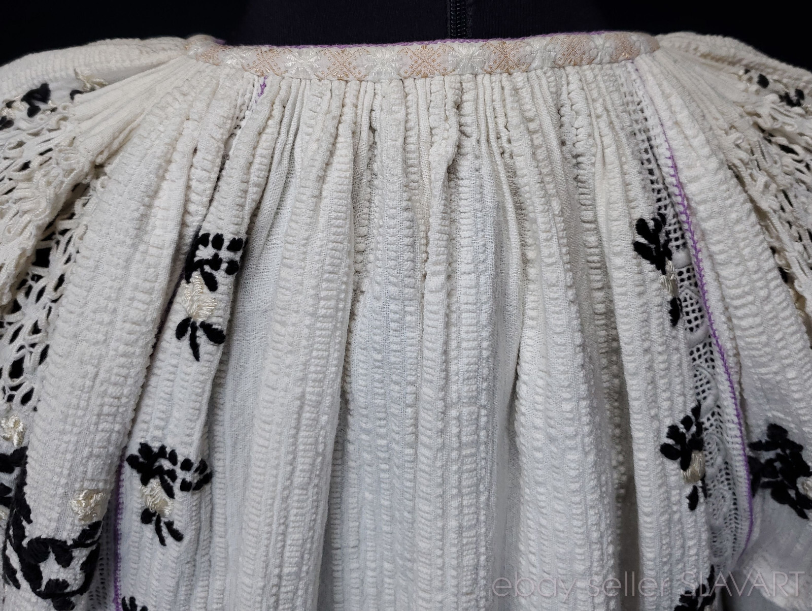 Embroidered Peasant Blouse ethnic folk costume Hungarian Croatian lace stylish