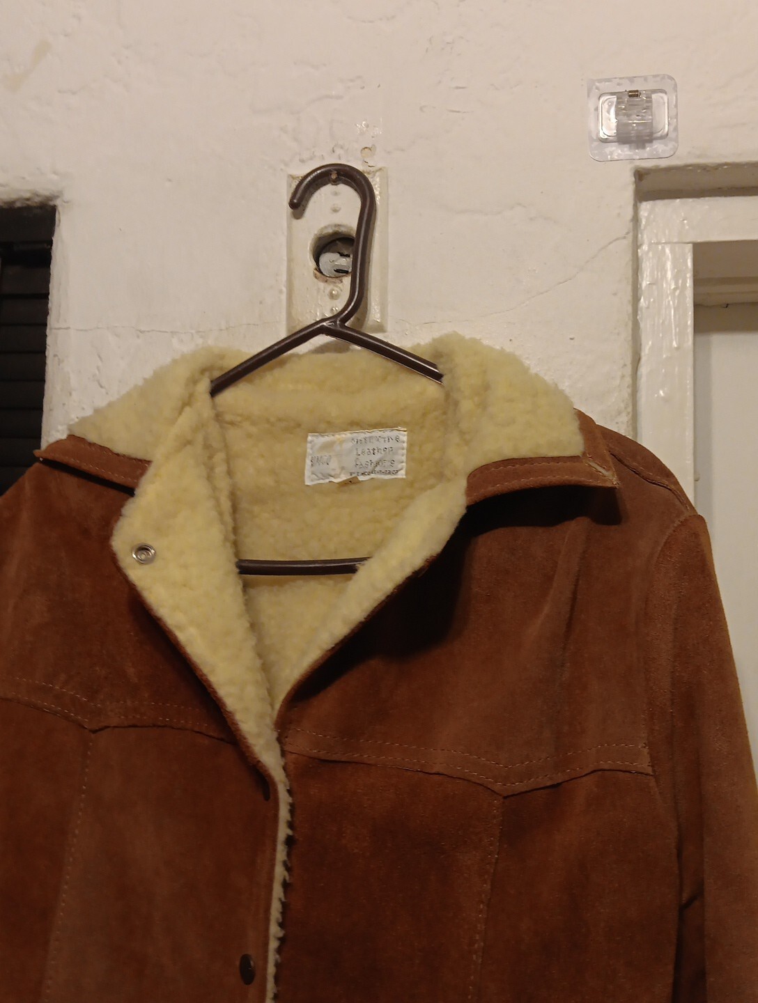 Simco Coat Suede Leather Vtg 60s 70s Western Trucker Jacket Fur Sherpa Womans 14