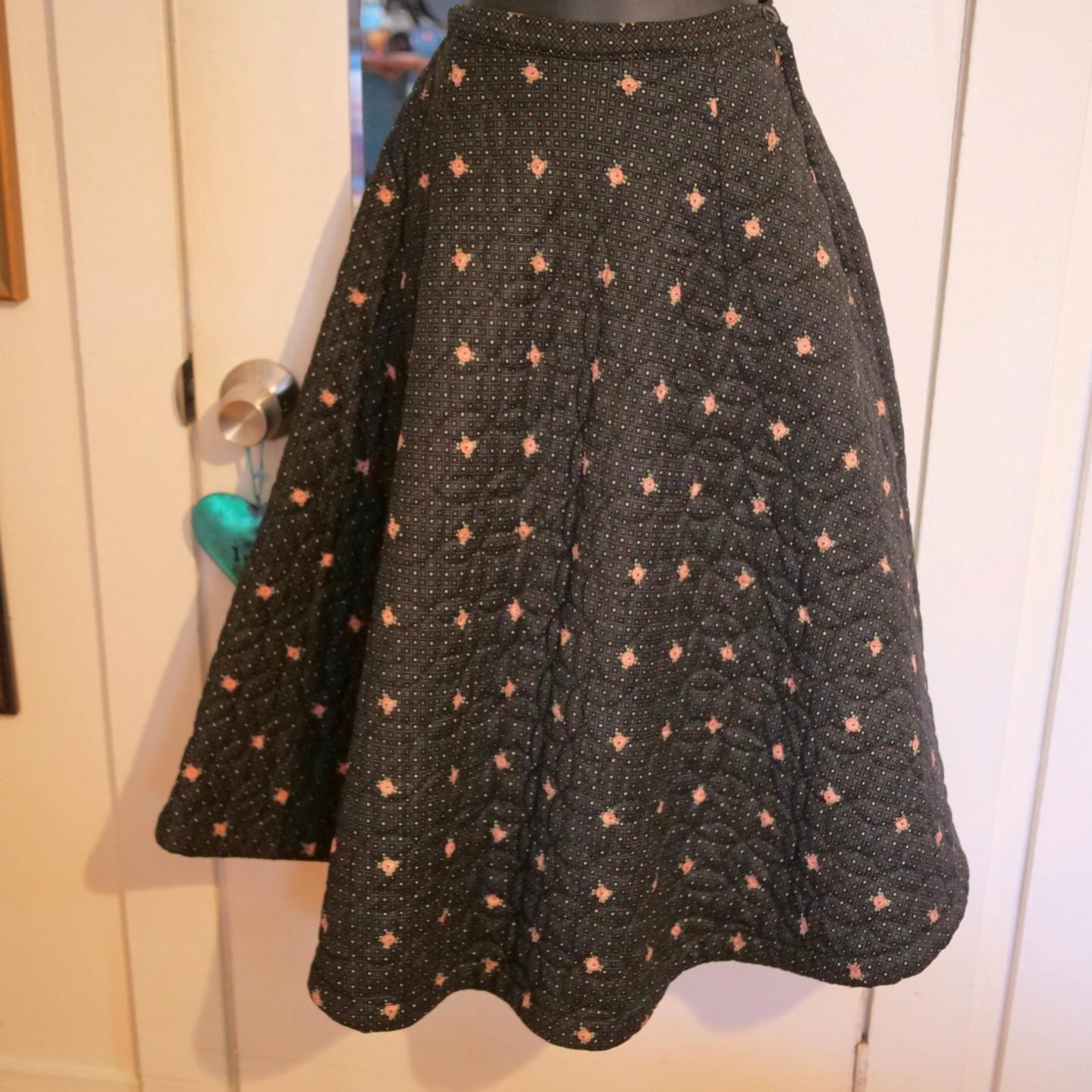 Vintage Nelly de Grab New York 50s Floral QUILTED Circle Skirt Swing Rockabilly