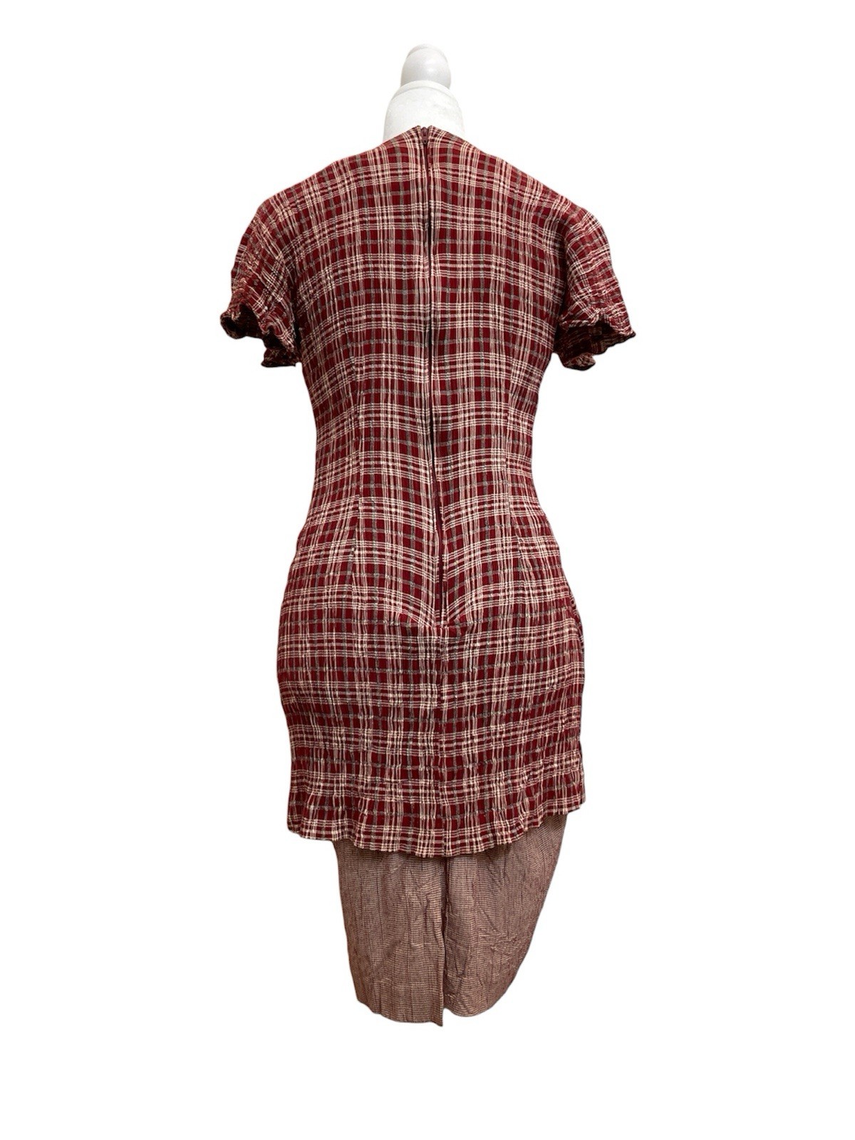 Expo Petite Vintage 90s Red Plaid & Herringbone Twofer Dress sz 12