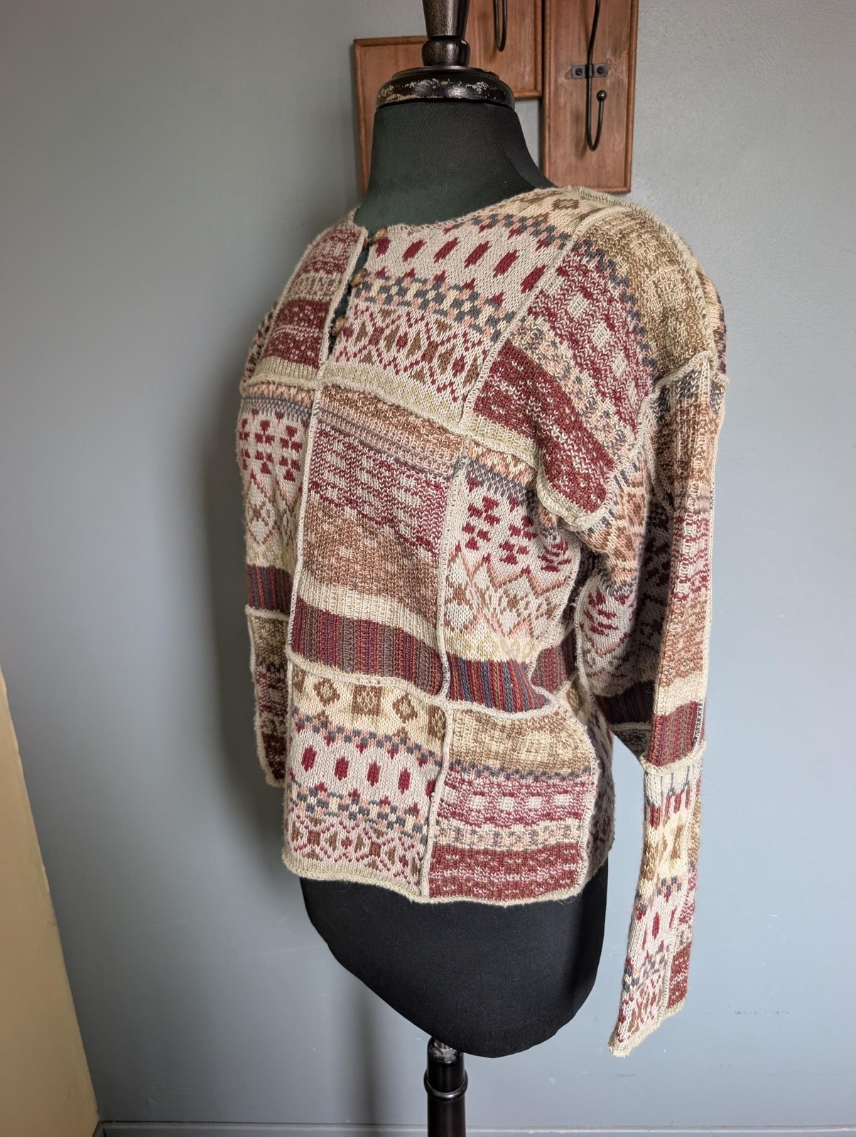 Vintage Patchwork Wool Blend Sweater