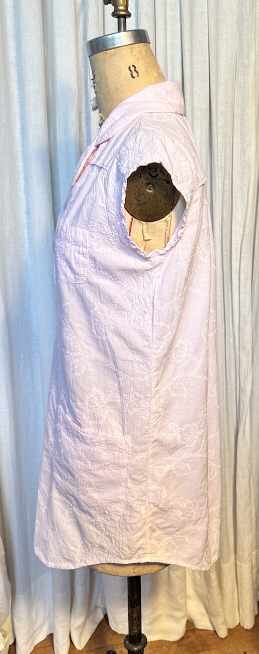 Vintage Zoey Womens Short Pale Pink Embroidered Cap sleeve Shirt Dress Sz S Used