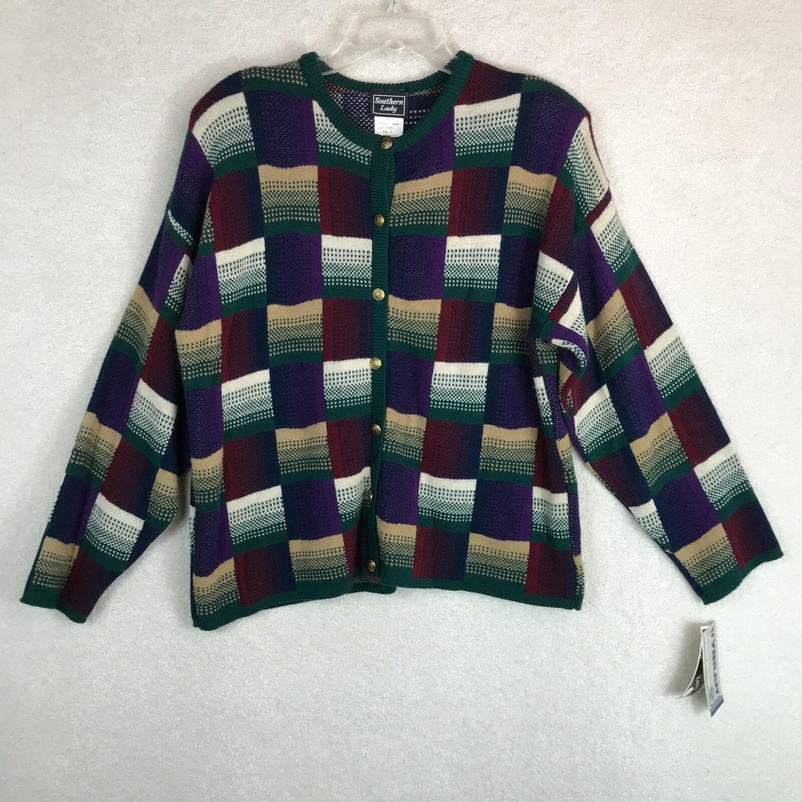 Vintage Cardigan Sweater Womens Large NEW Southern Lady USA Preppy Grandma 90s