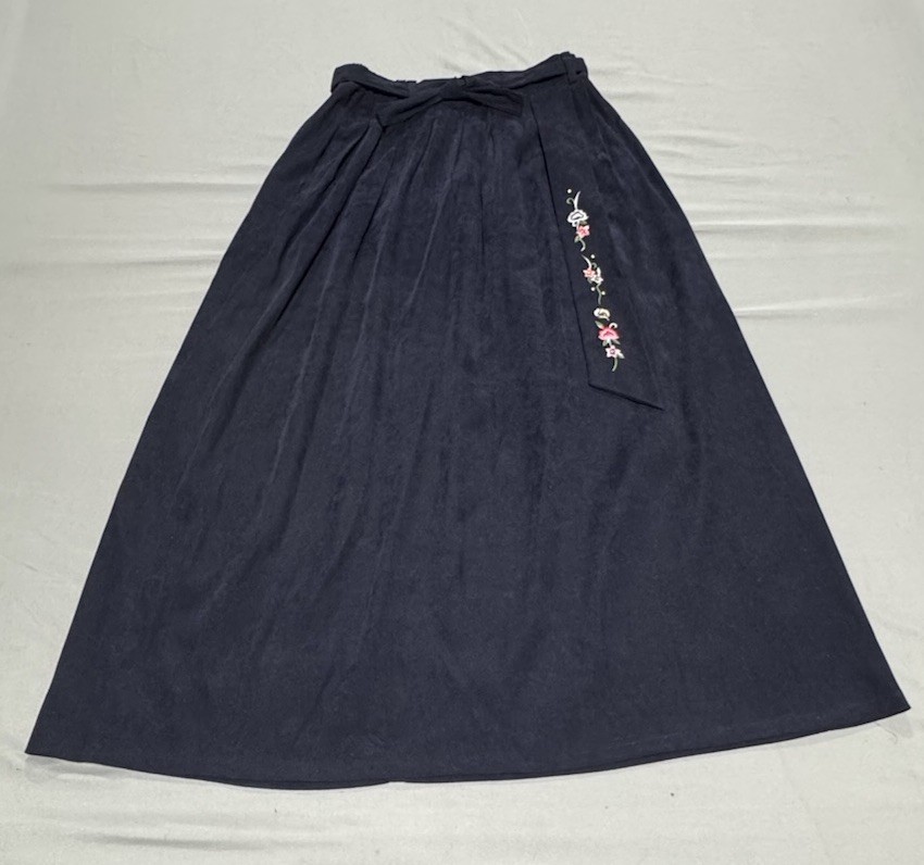 1988 Seoul Olympics Vintage Navy Hanbok Inspired Long Skirt Zip Back