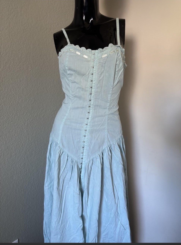 1970’s Turqoise Drop Waist Dress Size Medium