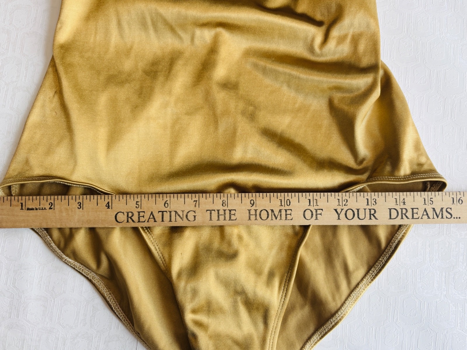 NOS VTG BALTEX 90’S ADRIENNE VITTADINI GOLD ONE PIECE HIGH CUT LEG SWIMSUIT*S/M