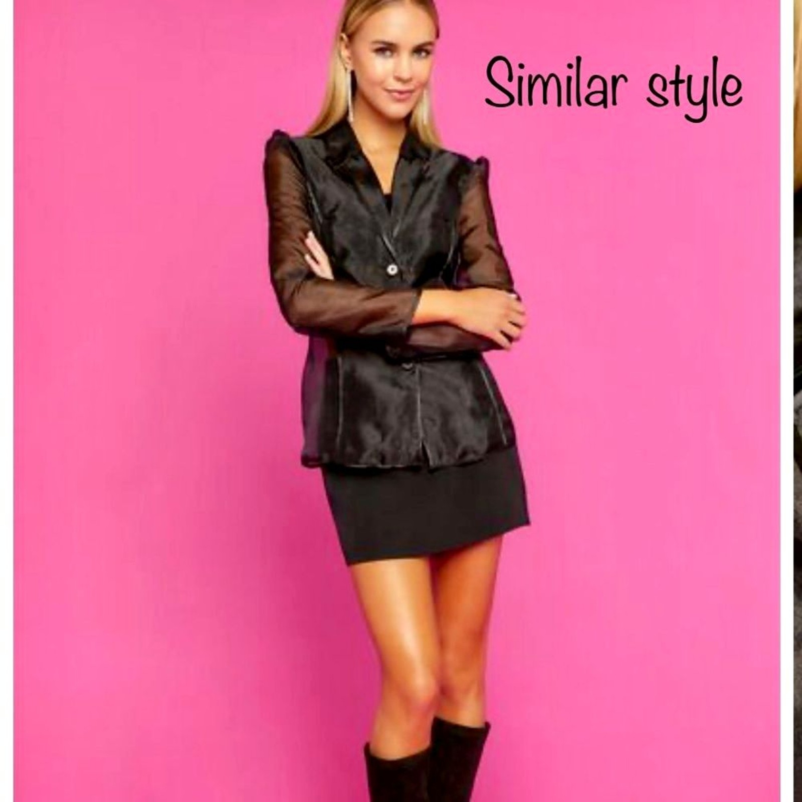 Vintage LiibeZone Sheer Black Fitted Blazer Sz S