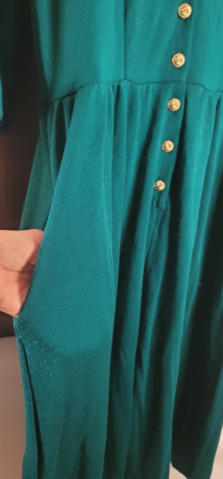 VTG 80s Ms Conduct California Teal Green Dress Boho USA 22W