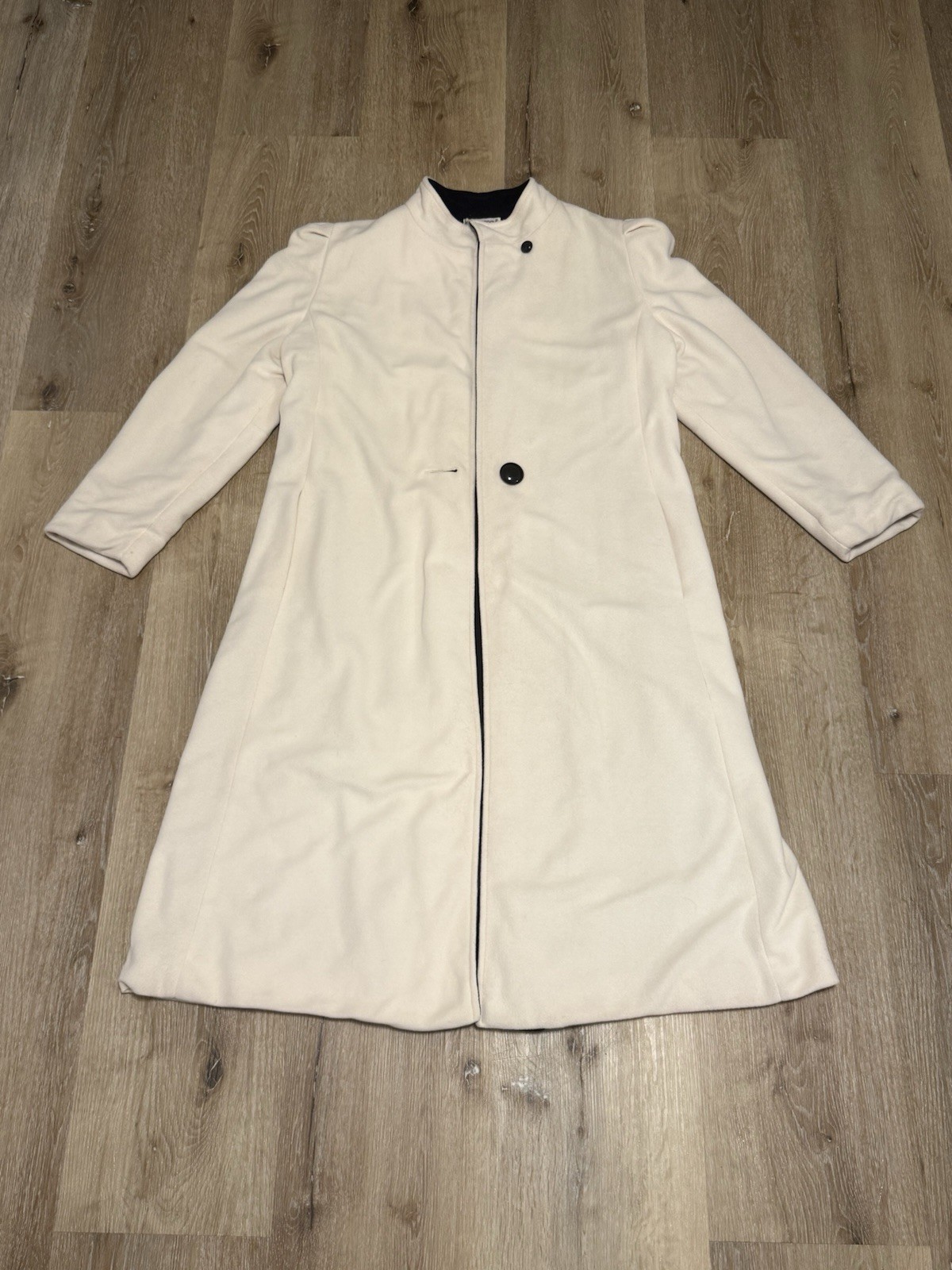 Vintage Kashmiracle Long Cream Trench Coat Wellington Fashions USA Size M Fall