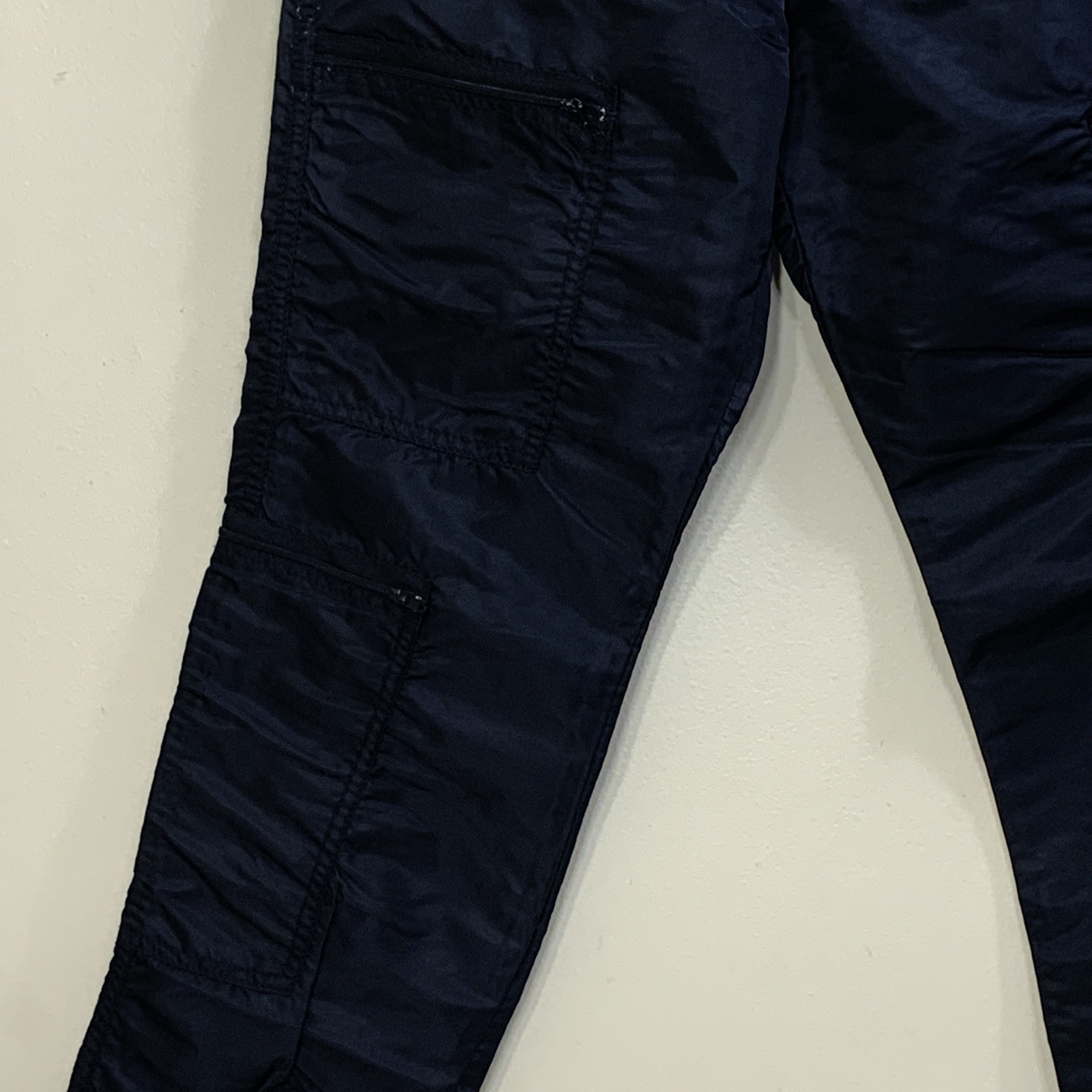 Iconic 80’s Black Parachute Pants Nylon Cargo 6 Pockets Zip Leg Size 7-8