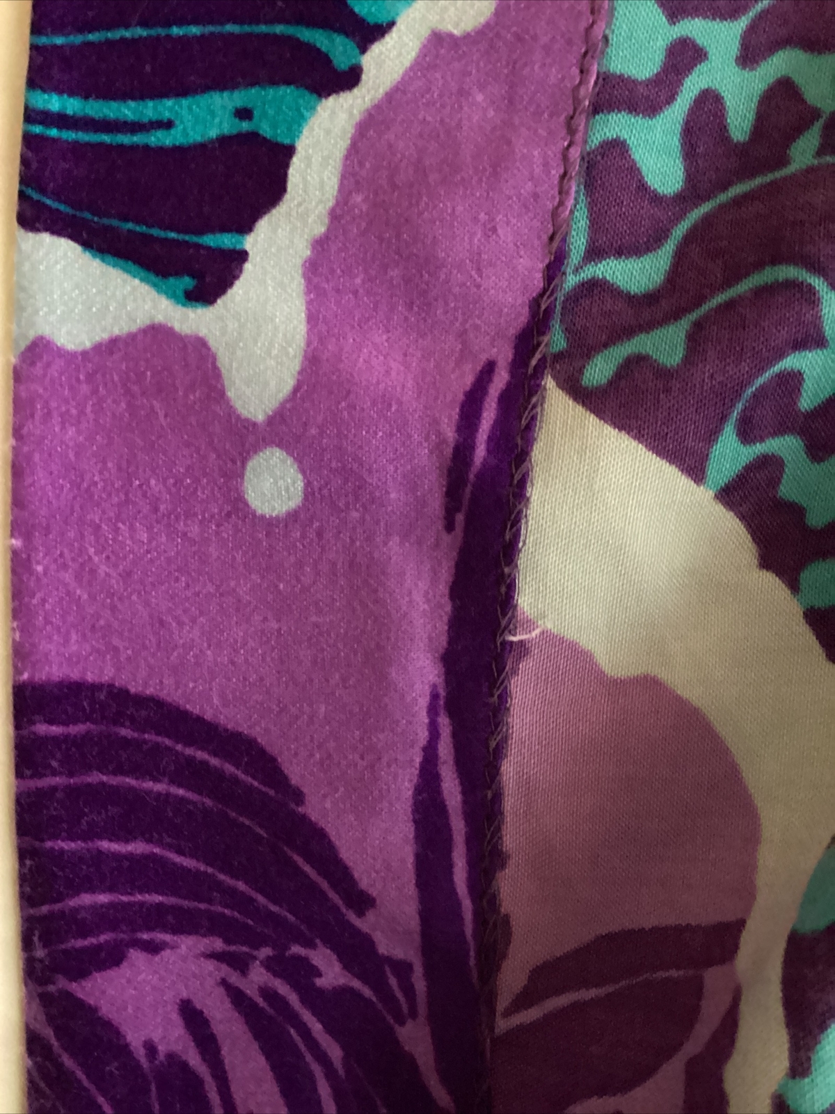 VTG Kiyomi Hawaii Maxi Dress Purples & Blues Button Front Belt Sleeveless Sz 12