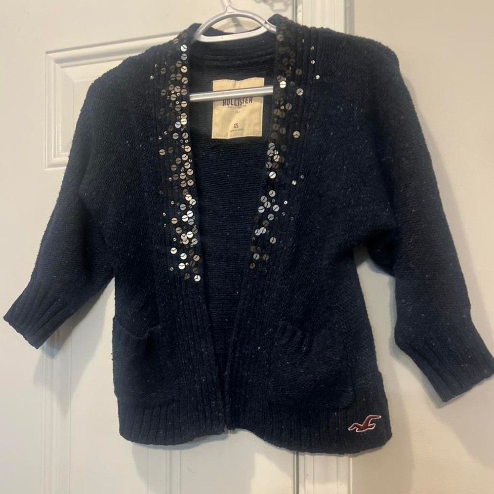 Vintage Hollister Sequin Cardigan / Indie Sleaze Chunky Open Knit Shrug