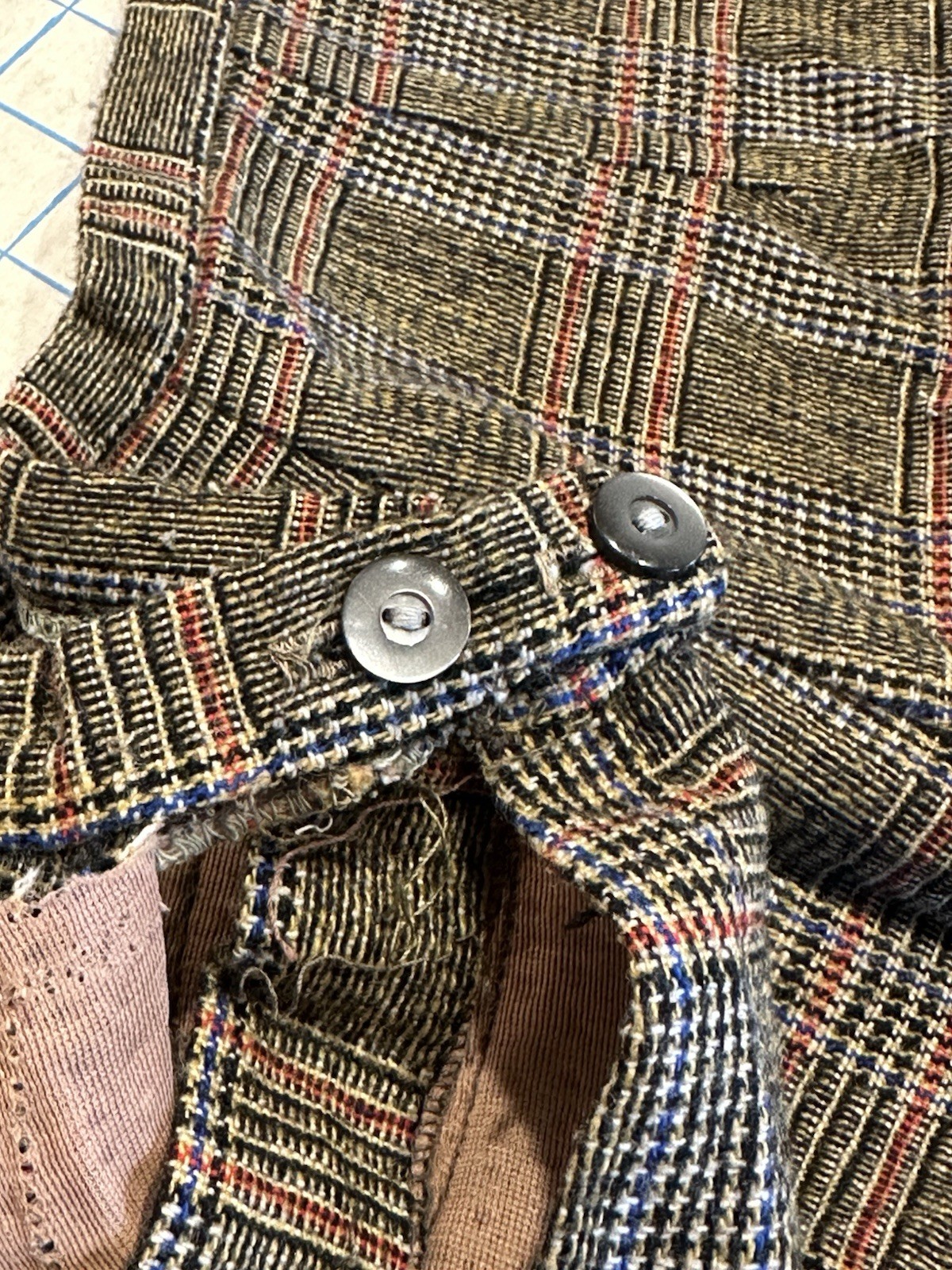 Vintage 1950s Nylon Wool Pants Women’s Tailored High Waist Glen Check Plaid
