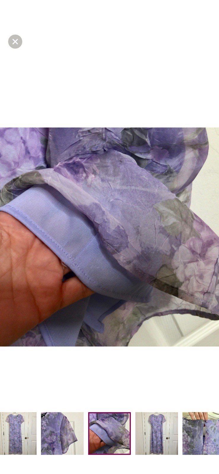Vintage Giorgio Sant Angelo Dress Sz 12 Purple Lavender Floral Lined Back Modest