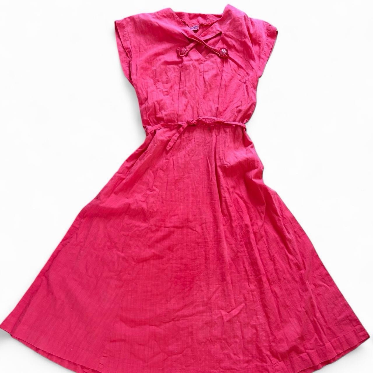 Maisonette Frocks Vintage Day Dress Antique Indiana 1930’s/40’s Red Zip Cotton