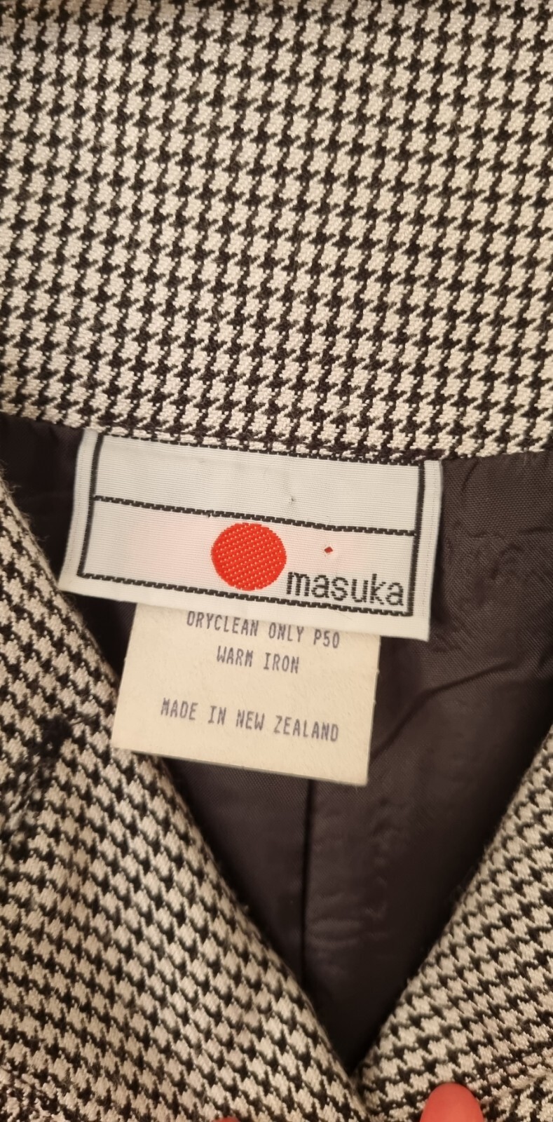 ❤️💛 MASUKA Vintage NZ Designer Black N White Houndstooth Blazer Size 12