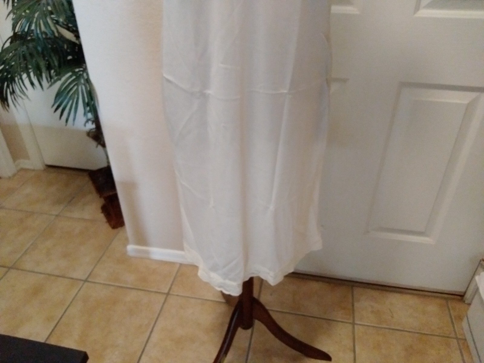 Vintage Full Slip Dress Chemise European SZ S-M Cream Ivory w/ Lace Trim