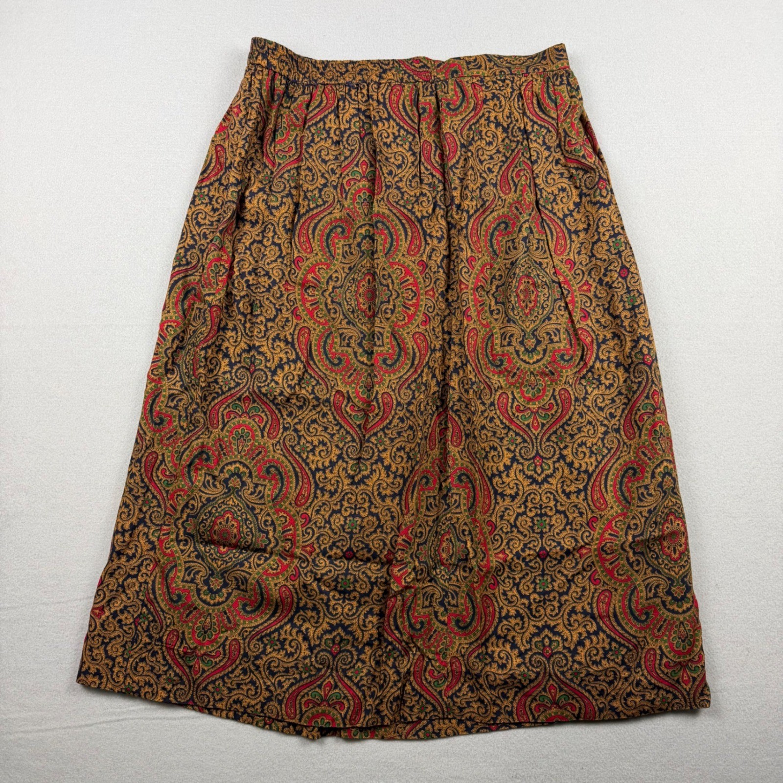 Vintage ILGWU Union Made USA F.A. Chatta Women 16 Paisley Print Rayon Midi Skirt