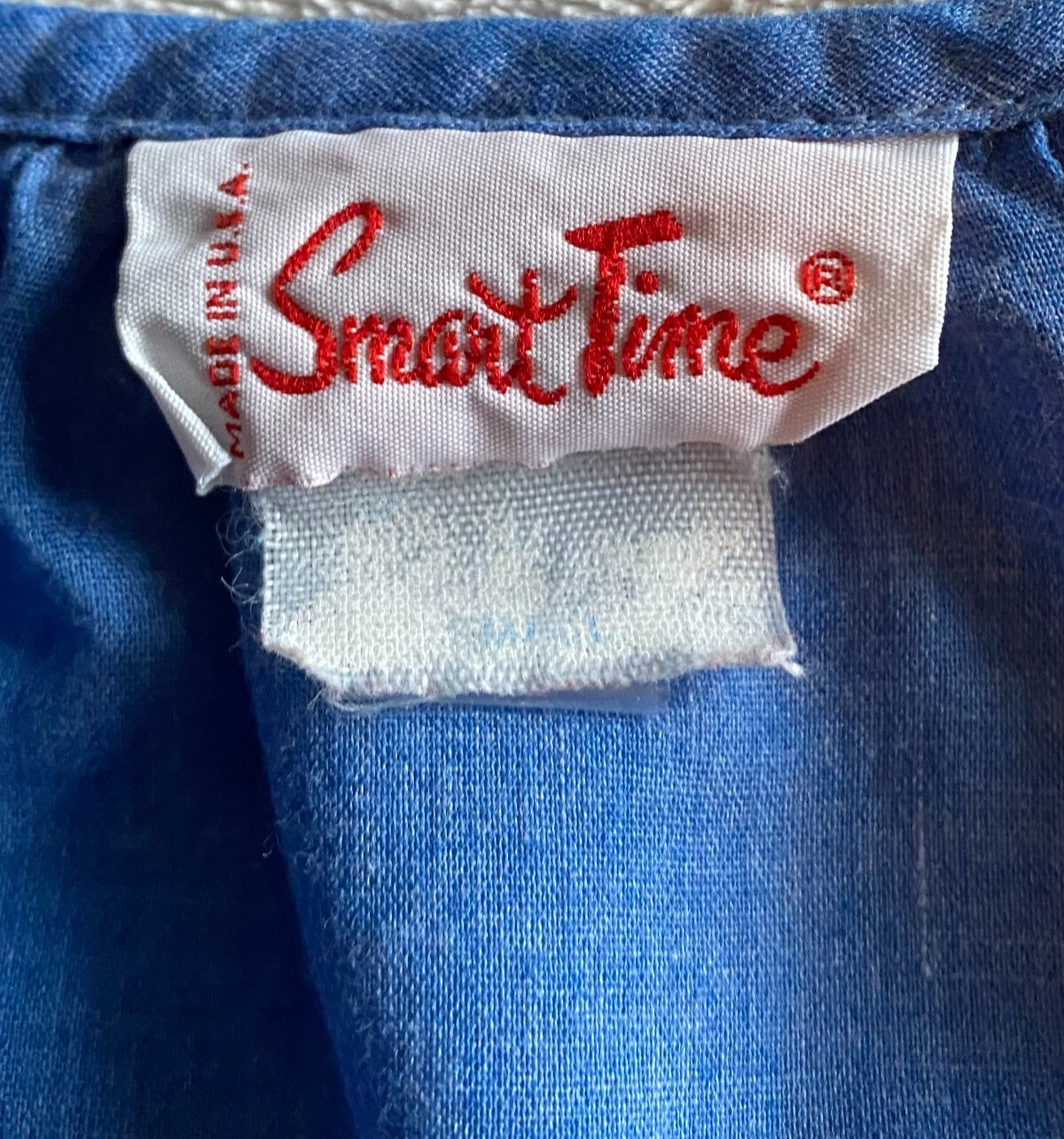 Vintage Smart Time Small Duster Robe House Dress Blue Snap Up Flower Union Made