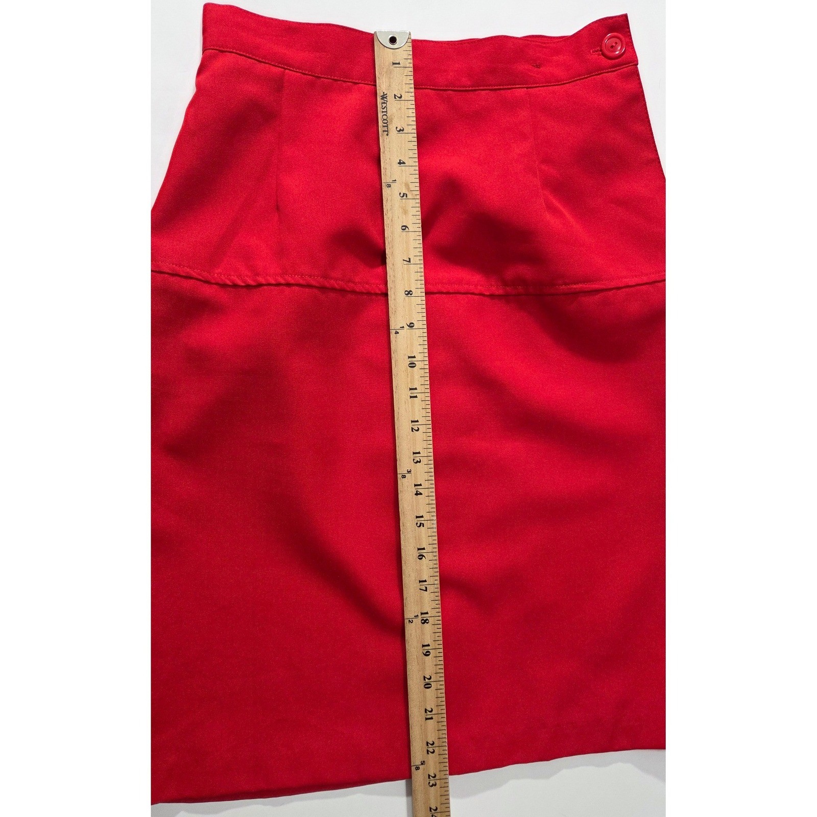 Vintage Sears Retro Preppy Red A-Line Midi Skirt Button Back Detail Size XS – S