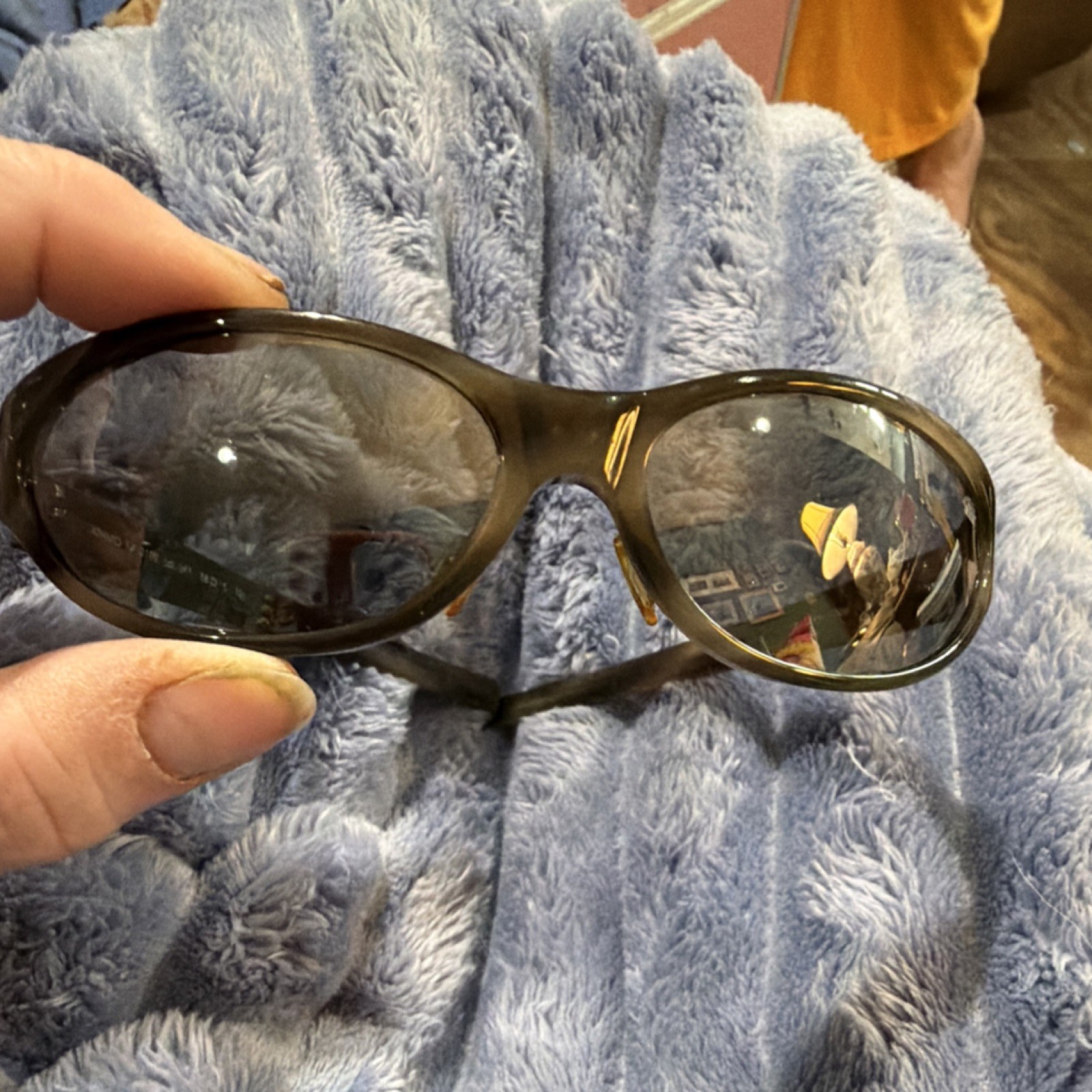 Athmo NF 010S Men’s Oval Sunglasses Brown Plastic Frame Gray Tinted Lens