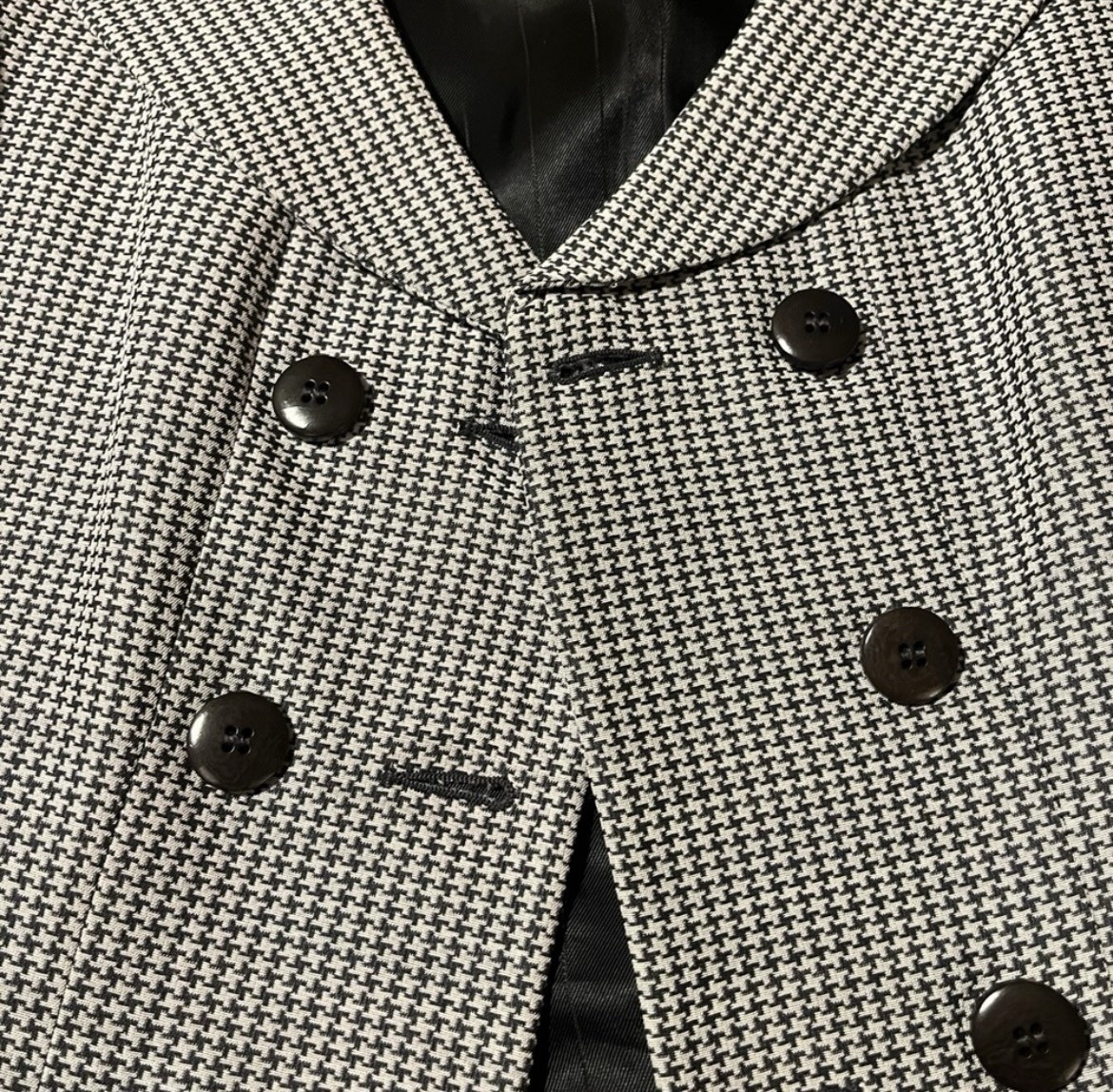 Armani Academia Baby Houndstooth Double Breasted Chic Silk Blend Designer Blazer
