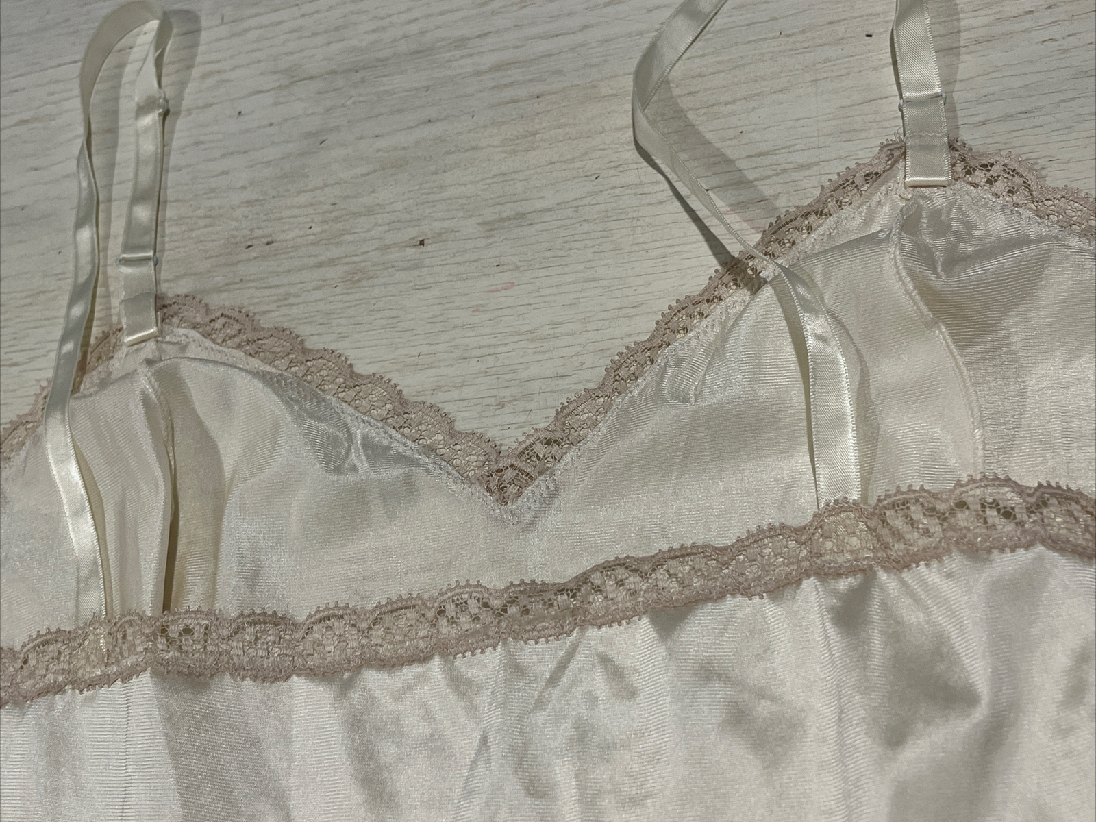 Vintage Slip Women’s 36 Full Ivory With Lace Trim Adjustable Straps