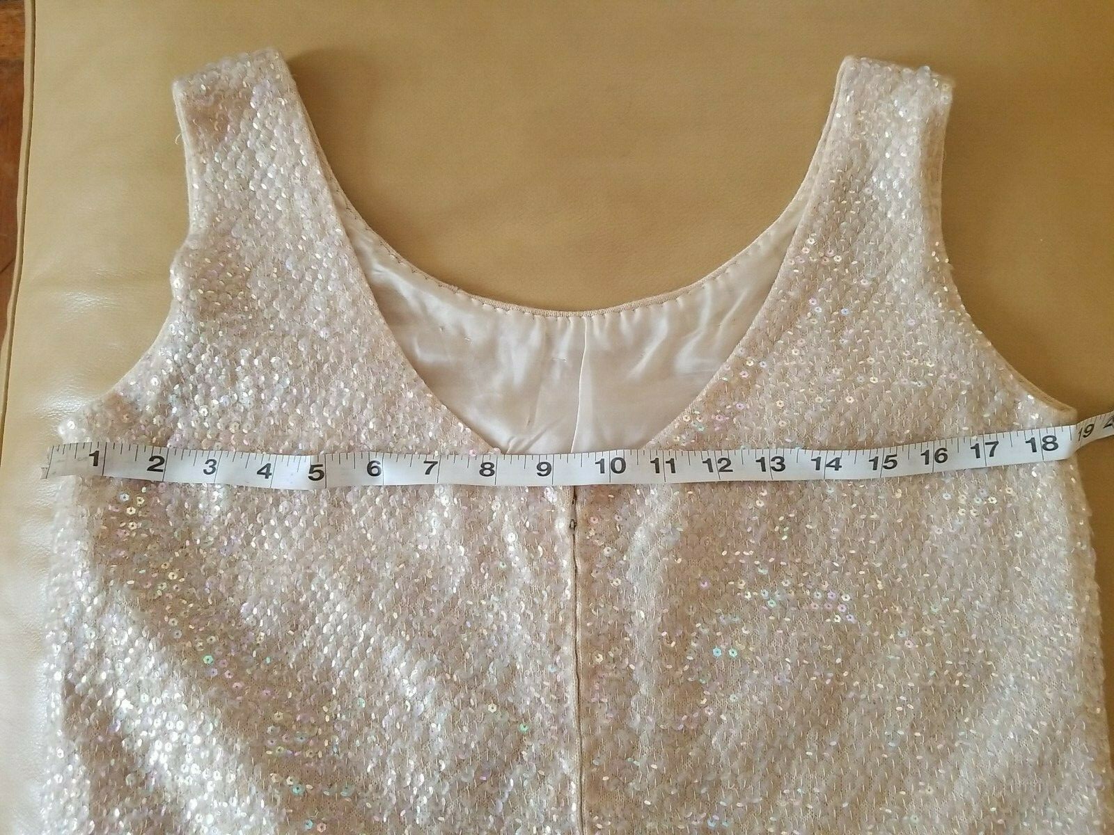 GIMBELS 100% Wool Hand Beaded Sequin British Hong Kong Cream Sweater 36