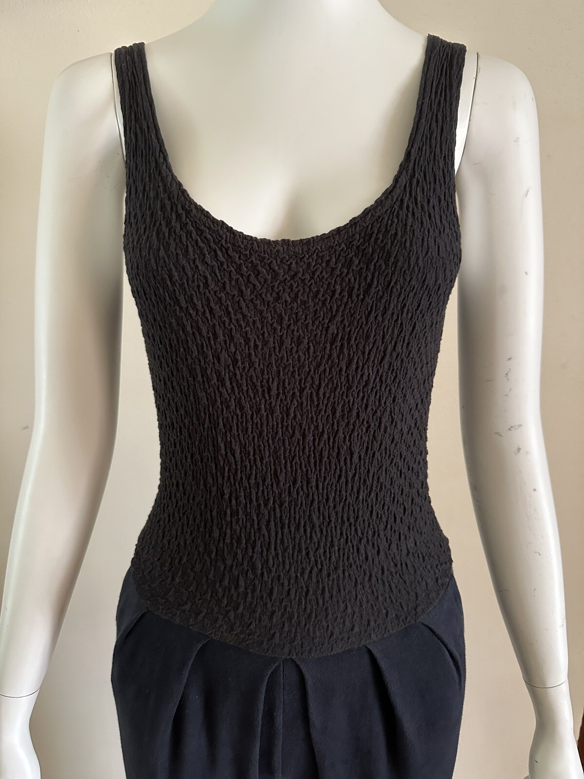 1990s Bettina Riedel NY Stirrup Pant Jumpsuit Romper Pleated Black Catsuit S VTG