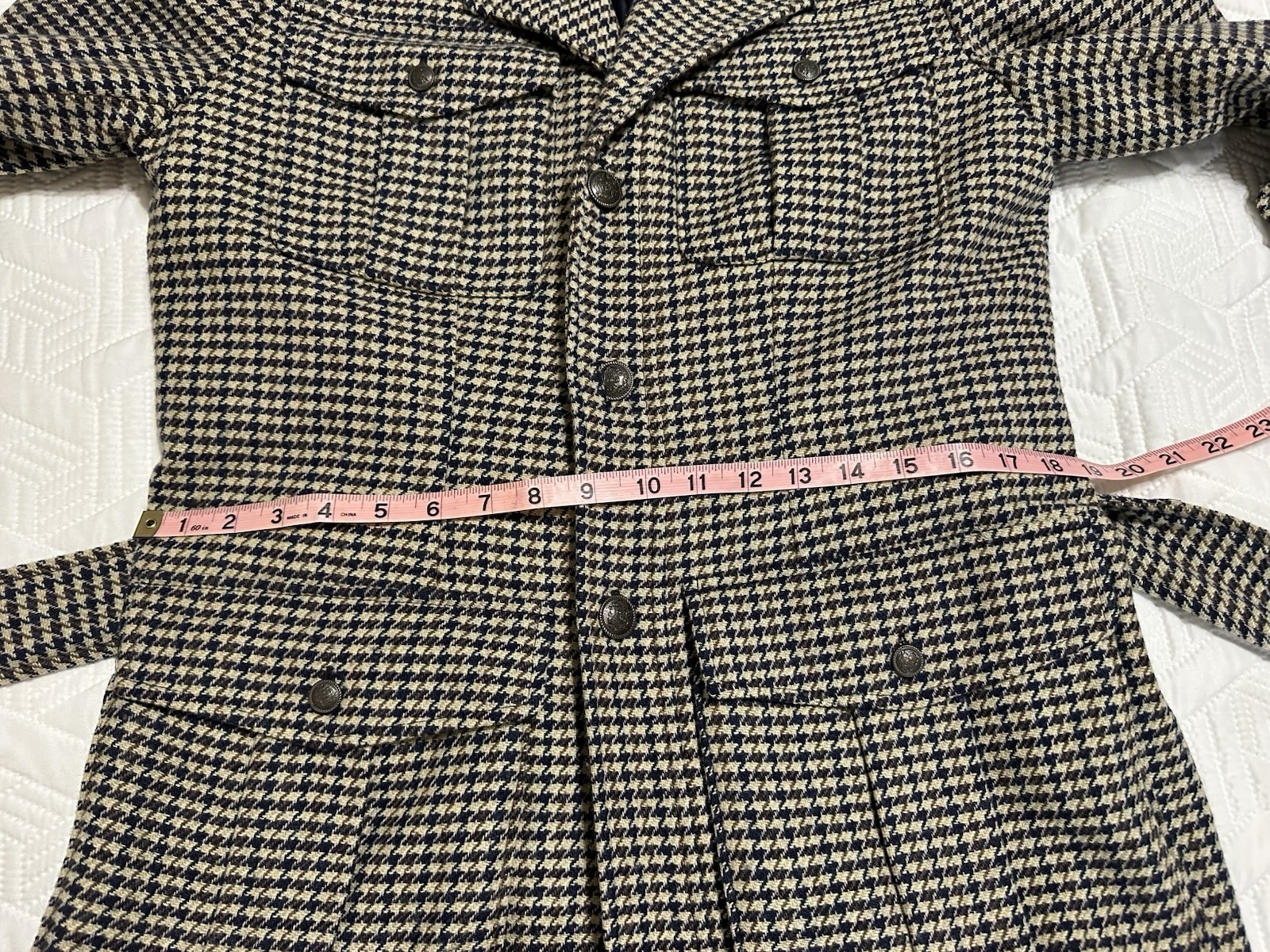 R.Z.R. Weatherwise Vtg Houndstooth Belted Blazer Jacket Quiet Luxury Career EUC