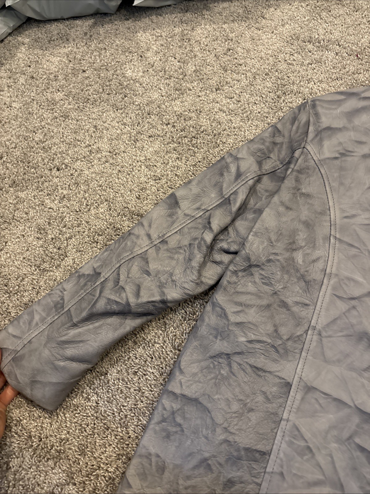 Vintage Midwestern Sport Button Gray Leather Deerskin Jacket Made In USA 34/10