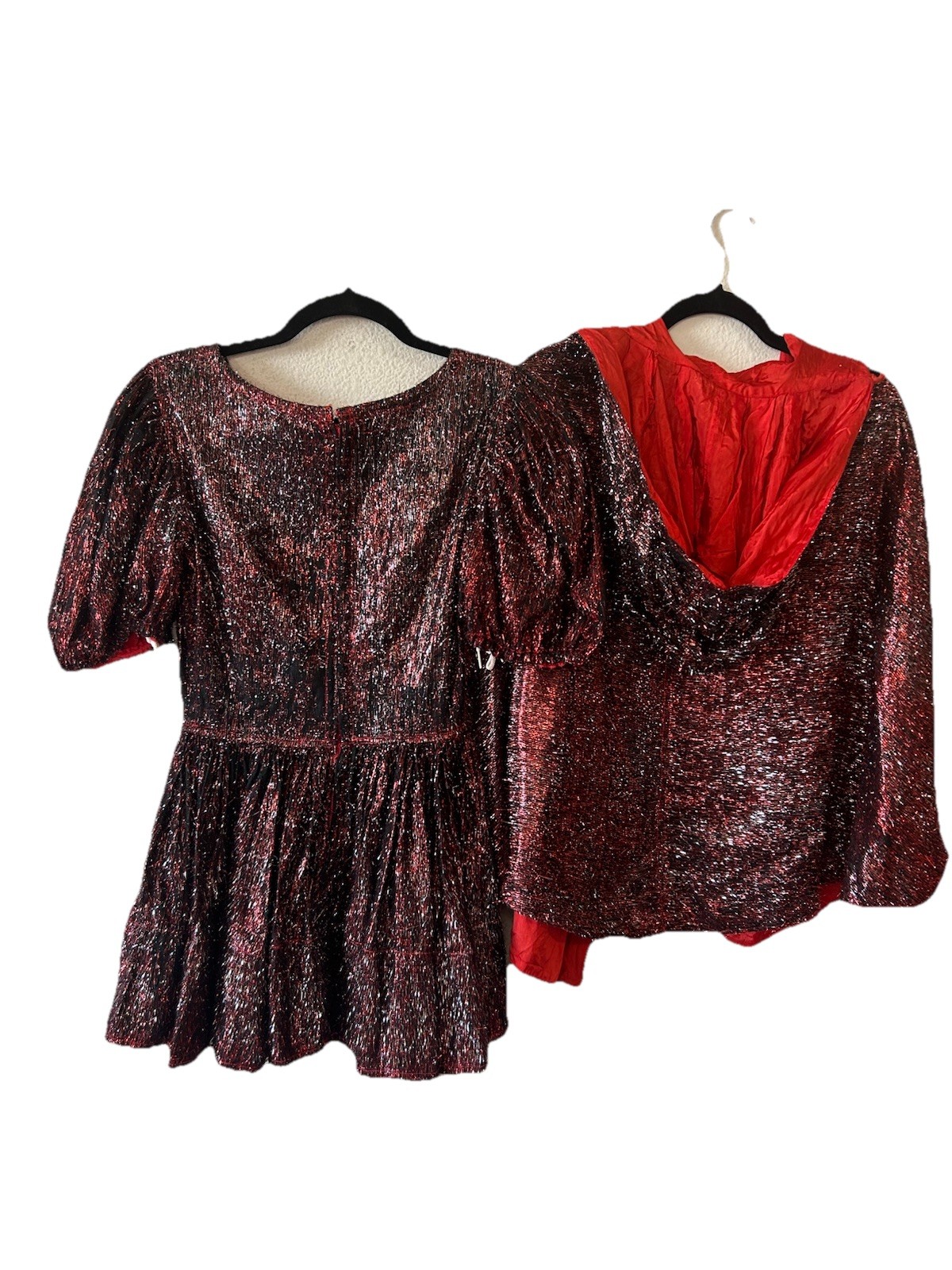 Vintage Williams Costume Metallic Mini Dress Cape Set XS/S Showgirl Burlesque