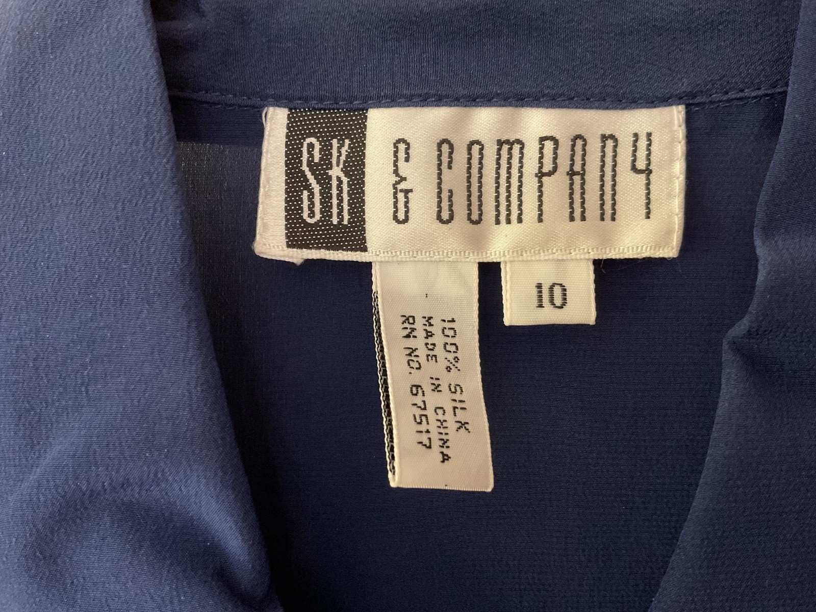 NWT Vtg 1980s SK & Company Midnight Blue 100% Silk Blouse Size 10 Posh!