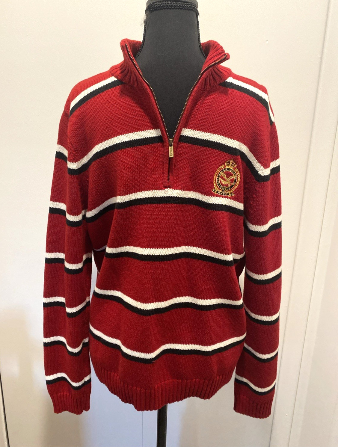 VTG Y2K American Living Ralph Lauren Sweater Size XL Striped Yachting Crest