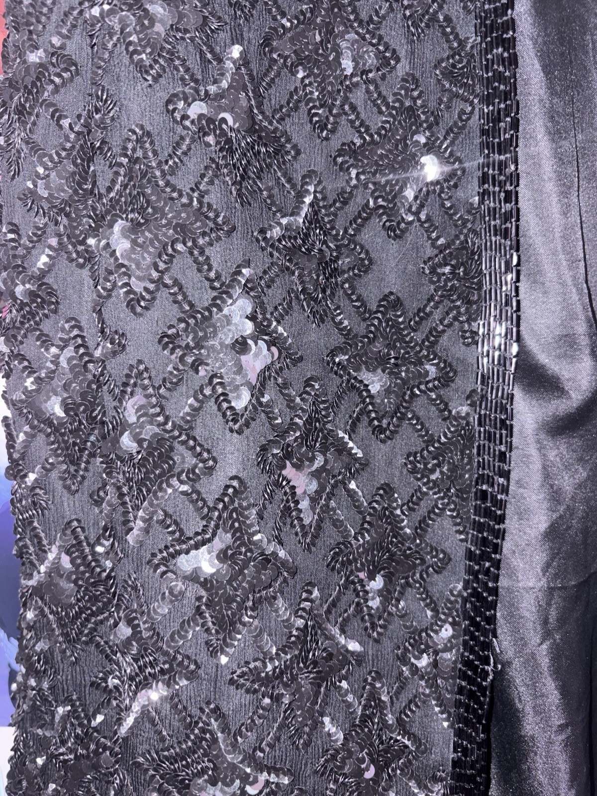 Vintage Mieka Black Sequin cardigan 100% Silk
