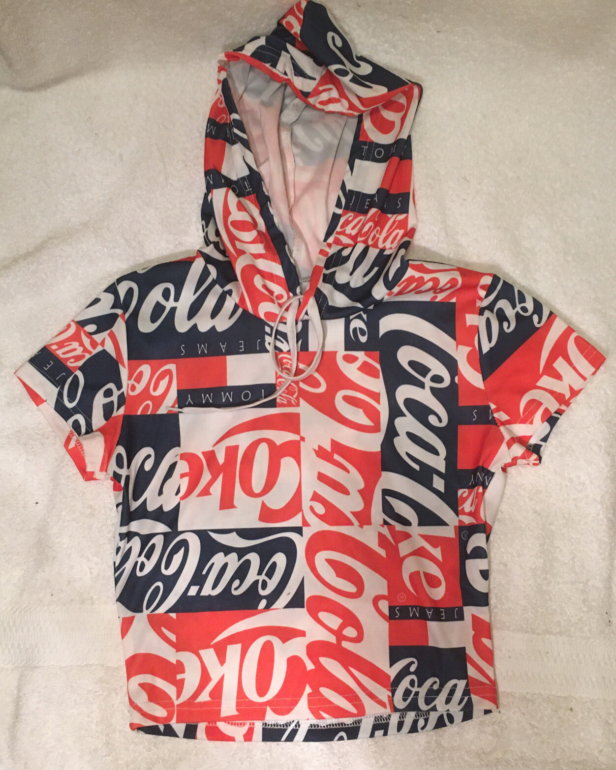 Tommy Hilfiger Jeans Coca Cola Hoodie All Over Print RARE Small Shirt Vintage