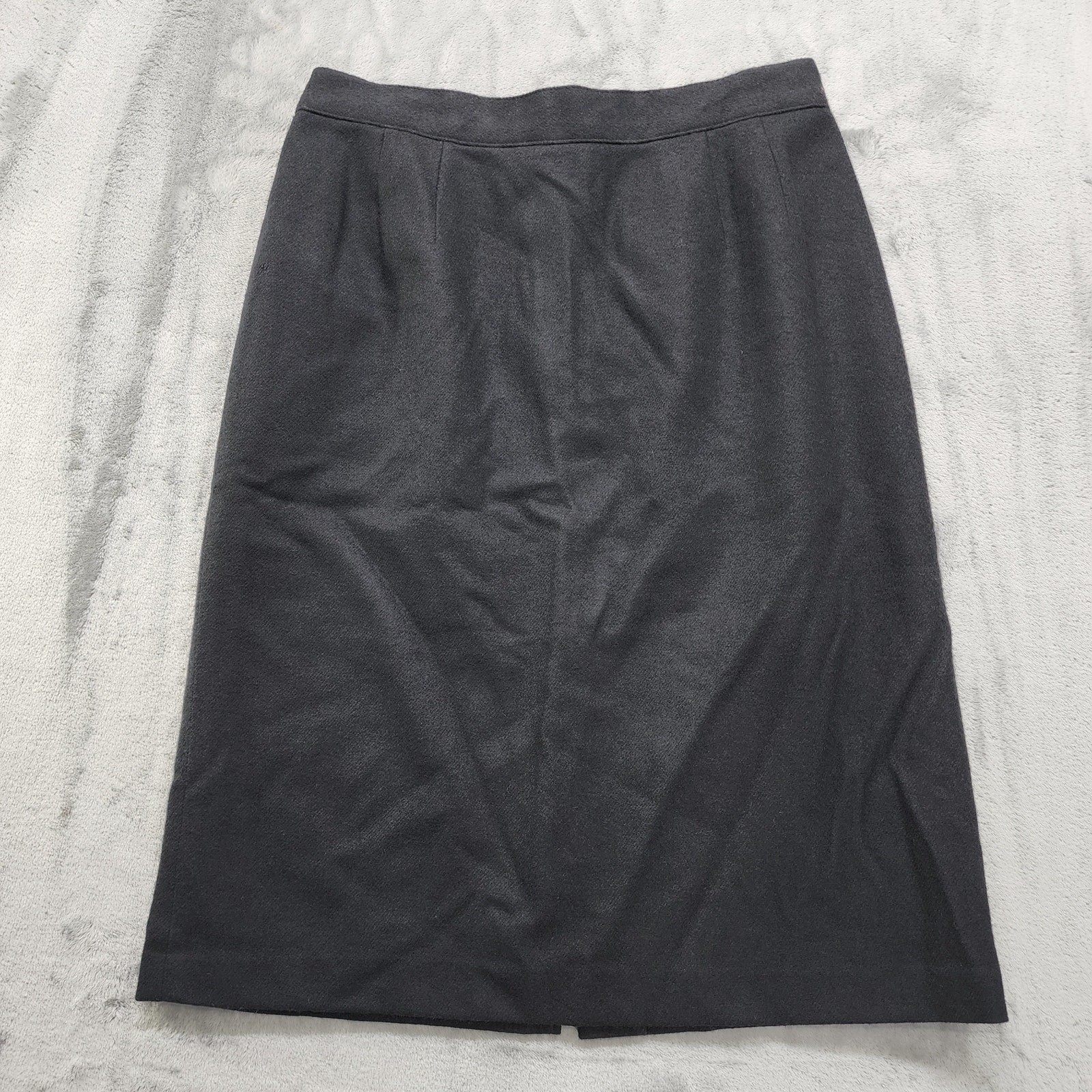 Vintage 80s Sag Harbor Skirt Size 12P Black Wool Pencil Back Slit Elastic Waist