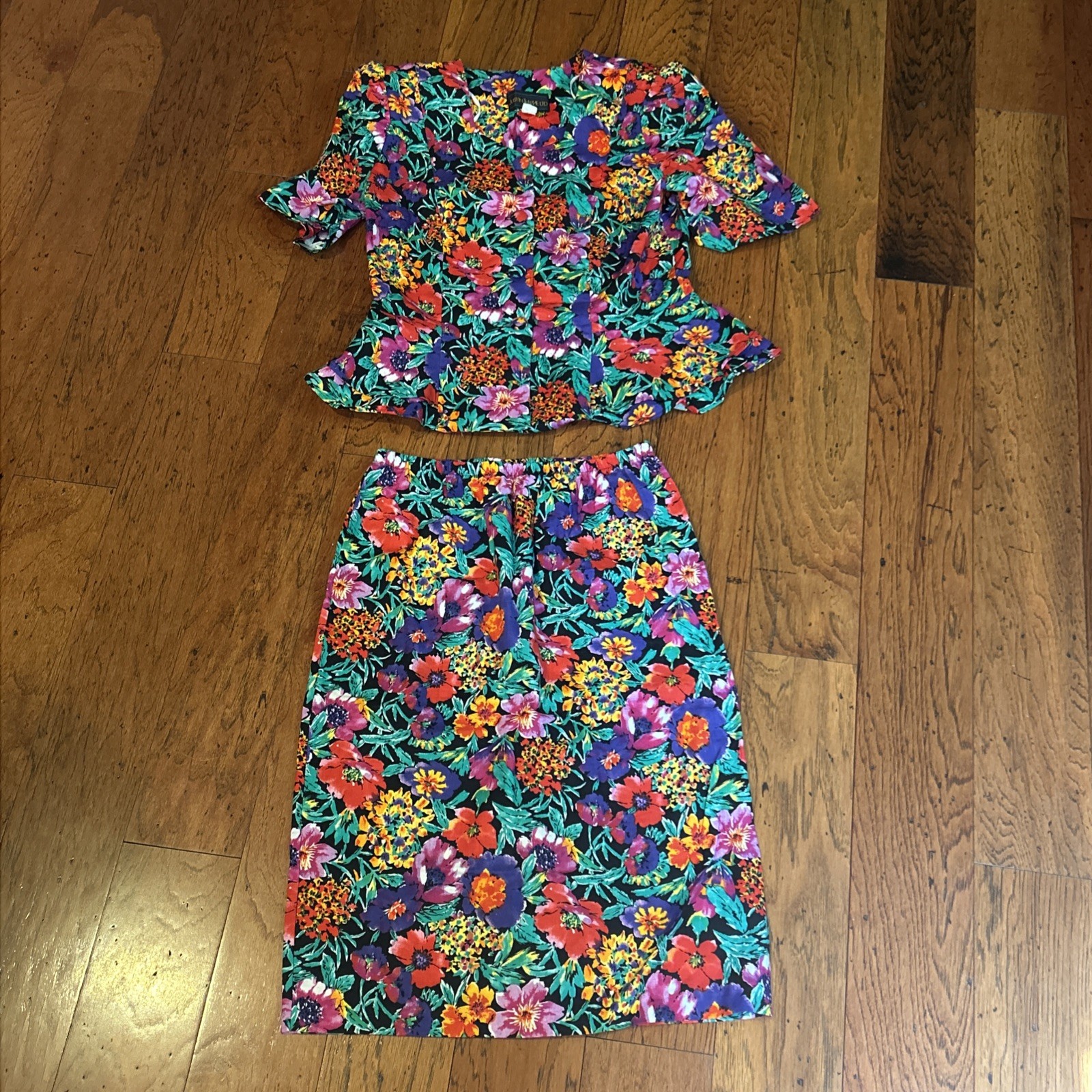 Just In Thyme LTD Vintage 90s Floral Two Piece Set Blouse Skirt Women’s Size