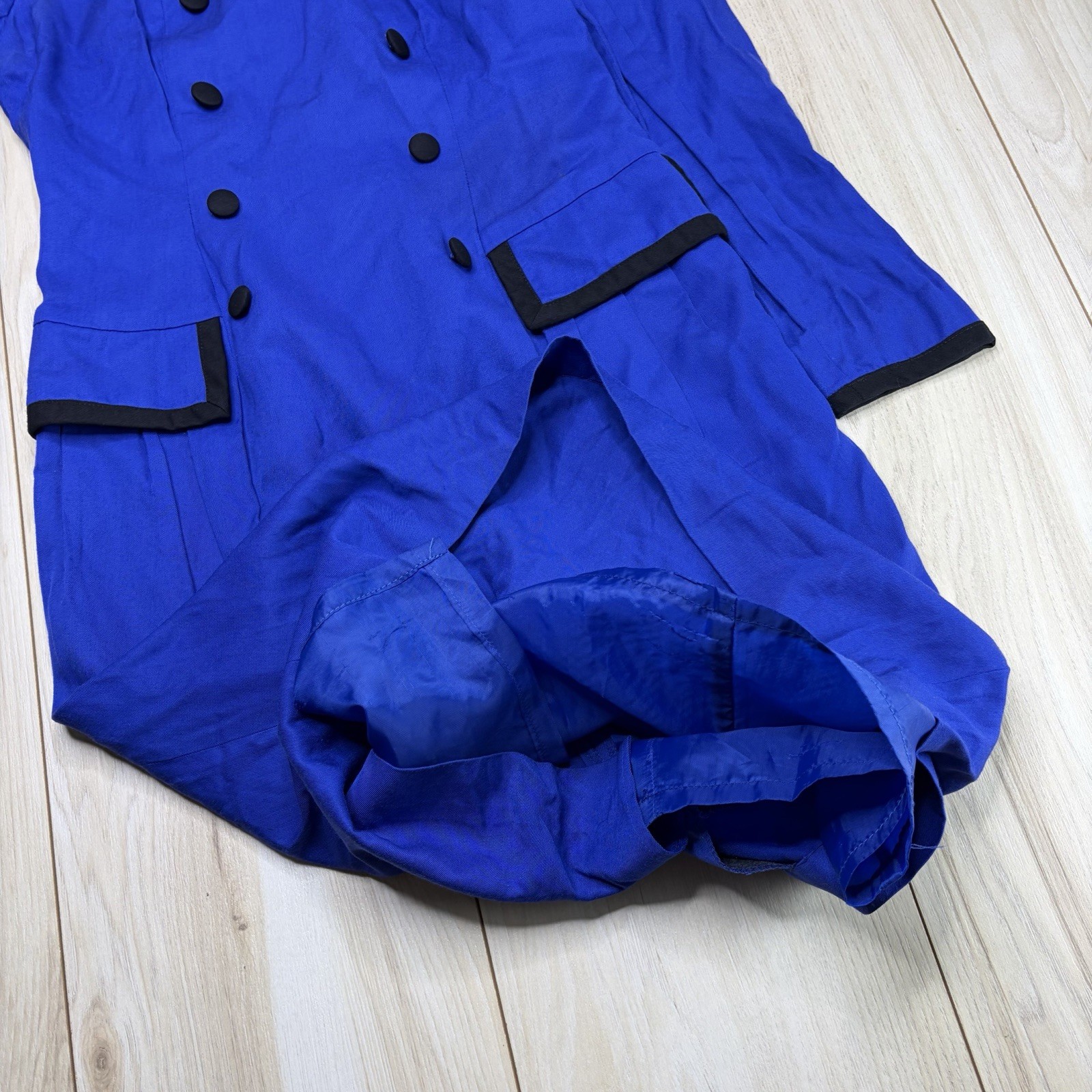 Kathryn Conover Double Breasted Dress Sz 4 Royal Blue Long Sleeve VINTAGE