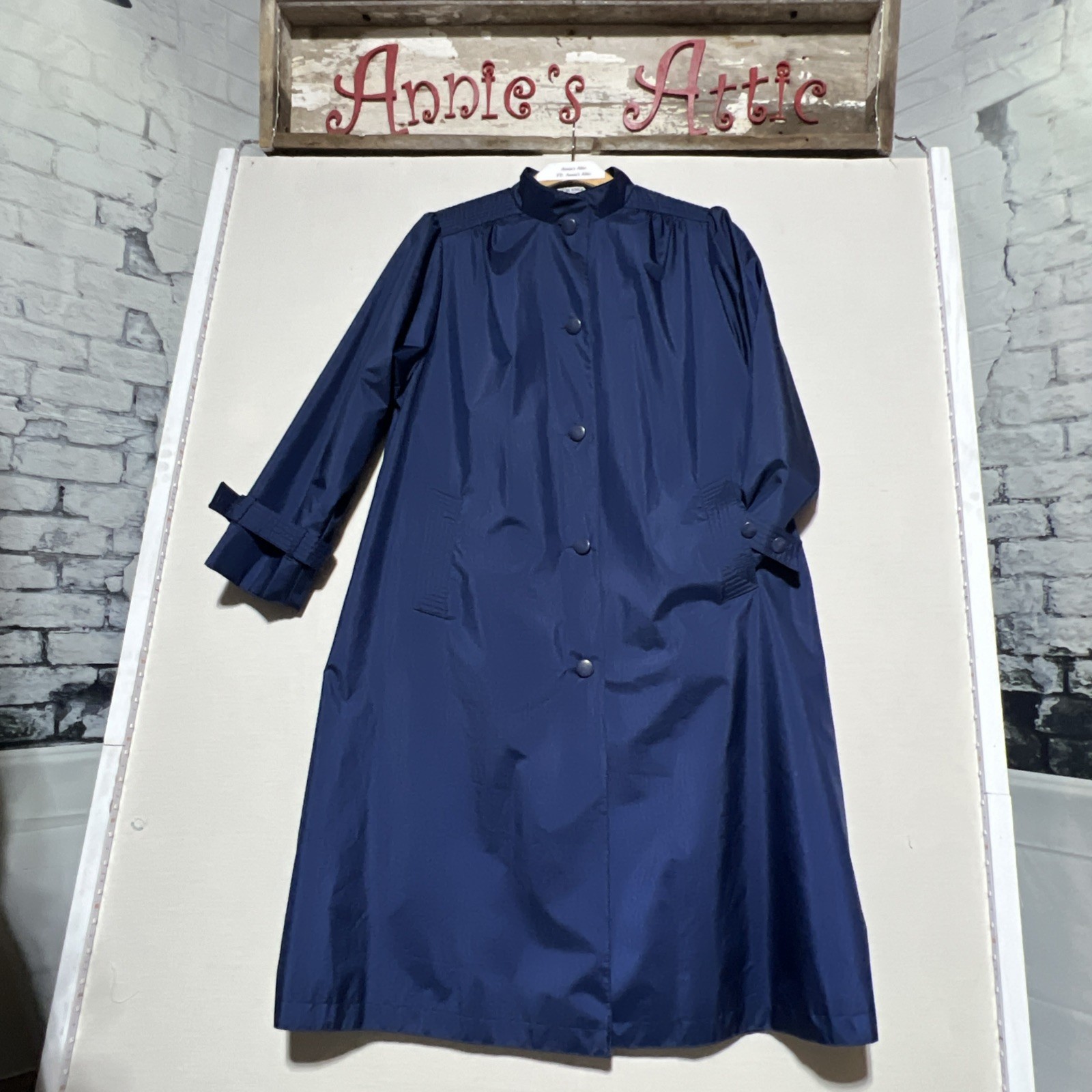 VINTAGE Worthington Essentials Rain Coat Blue Puff Sleeves Ladies Jacket Sz 12P