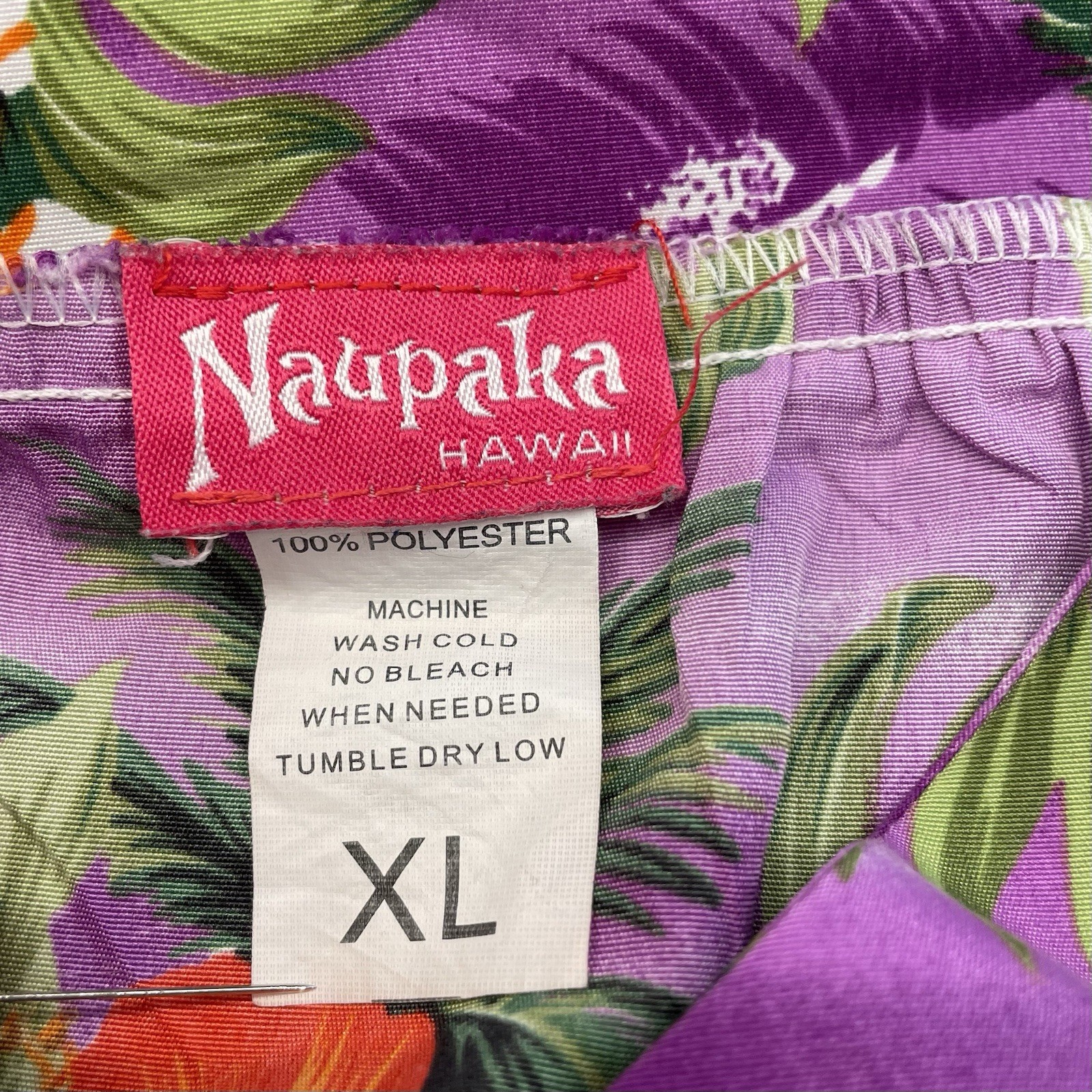 Vtg Hawaiian Naupaka Hawaii Dress XL Purple Floral Hibiscus Tropical Tiki