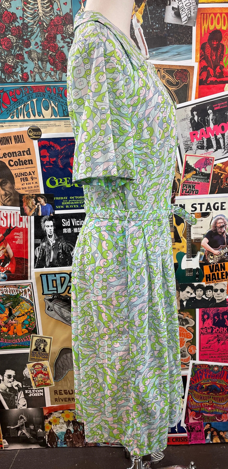 Vtg 50s-60s Pastel Mod Print Belted Sy Frankl Shirtwaist Day Dress Retro Medium