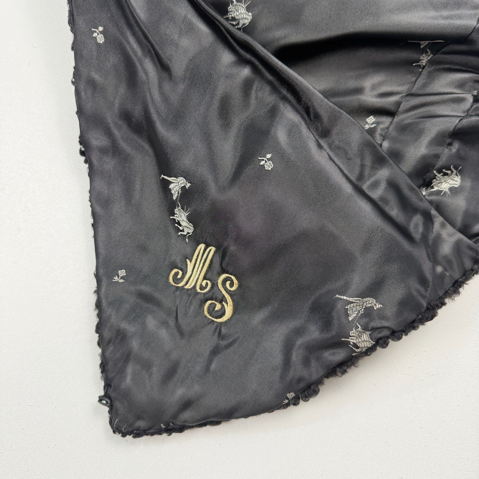 Lamb Stole Curly Black Victorian Cape Opera Shawl Vintage 60s